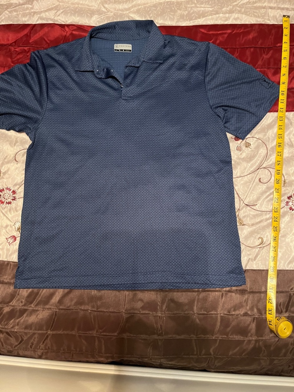 PGA Tour Men's Blue Textured Polo